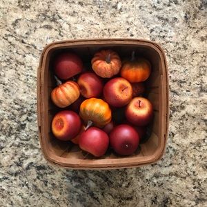 Decorative Basket With Apple And Pumpkin Filler